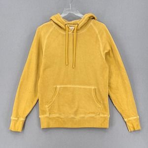 SATURDAYS NEW YORK CITY Ditch Hoodie Mens S Yellow Pullover Cotton Garment dyed